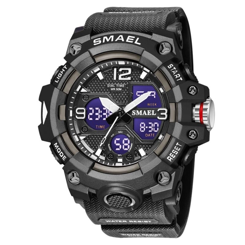 SMAEL 8008 Dual Time Quartz Digital Analog Outdoor Sport Multifunctional 50M Water Proof Men's Watch - Image 2