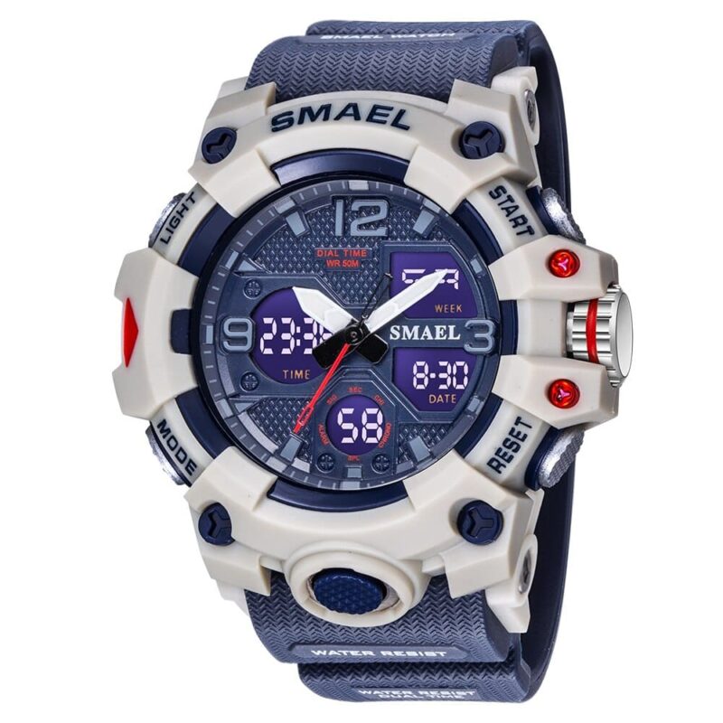 SMAEL 8008 Dual Time Quartz Digital Analog Outdoor Sport Multifunctional 50M Water Proof Men's Watch - Image 3