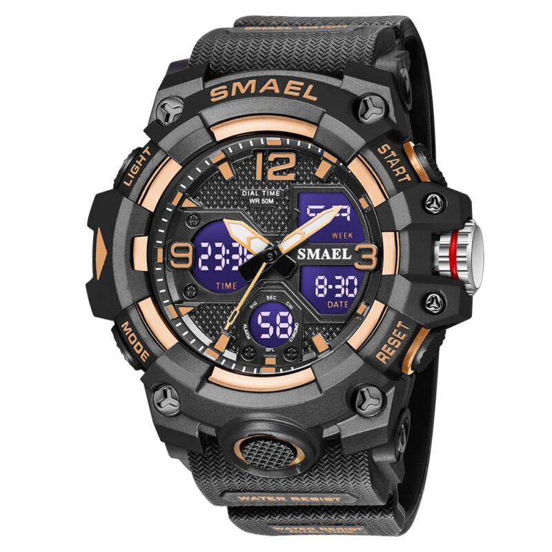 SMAEL 8008 Dual Time Quartz Digital Analog Outdoor Sport Multifunctional 50M Water Proof Men's Watch - Image 8